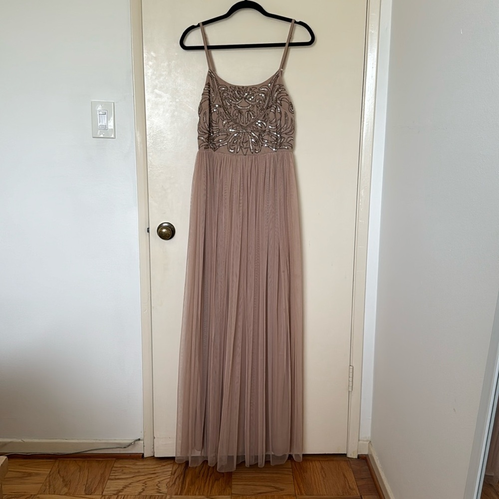 Maya Deluxe sequins and tulle long dress